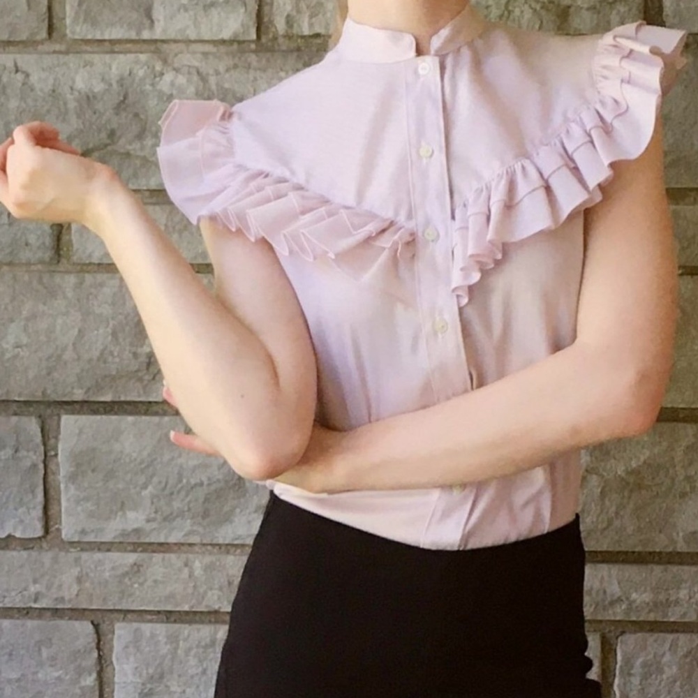 Romantic Ruffled Shapely Vintage Blouse - NWT